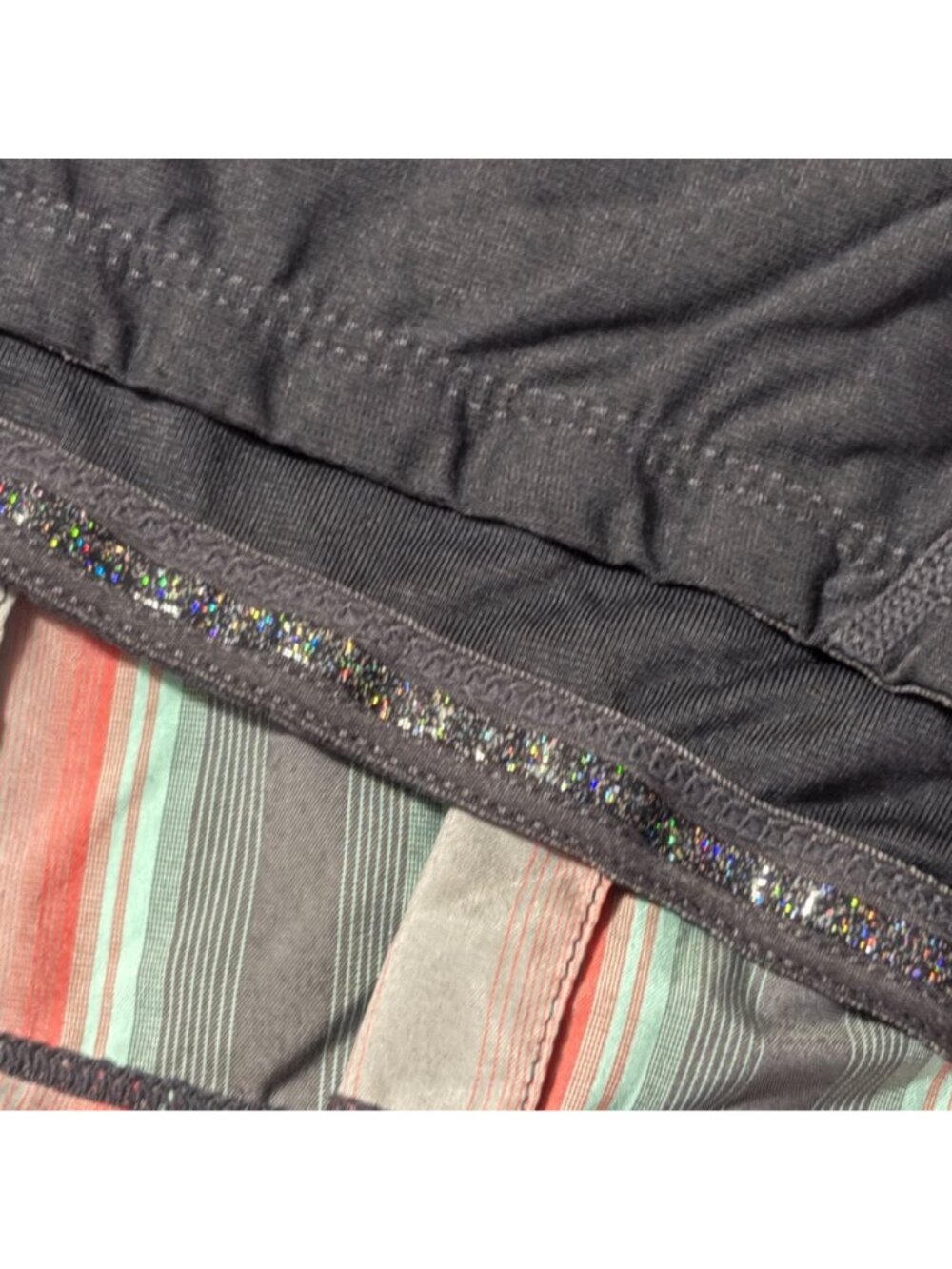 Like New Lululemon Run Reflection Skirt Ombre Stripe Coal Lined Shorts Size 10 - Picture 6 of 10